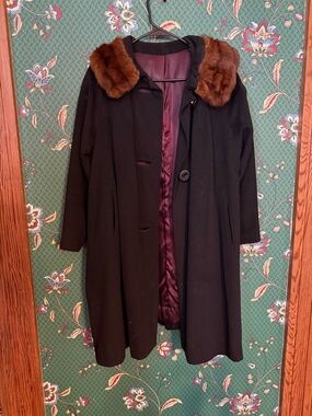 1950’s Broad Lustre Michael Daniel’s Mink Collar Wool Coat